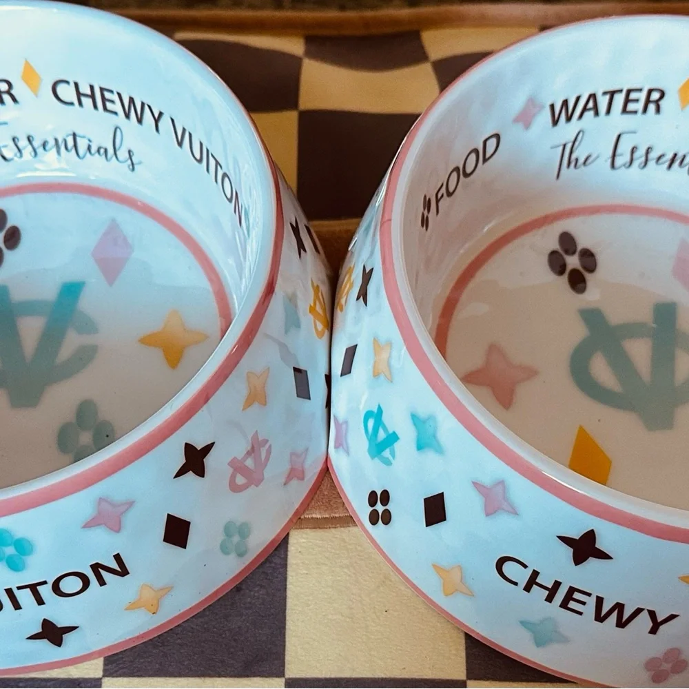 Louis Vuitton Designer Pet Bowl with Vibrant Accents